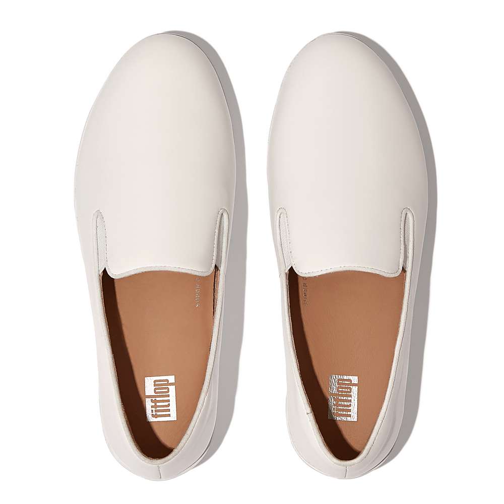 Fitflop SUPERSKATE Leather Loafers Dames Wit | FGQ297638