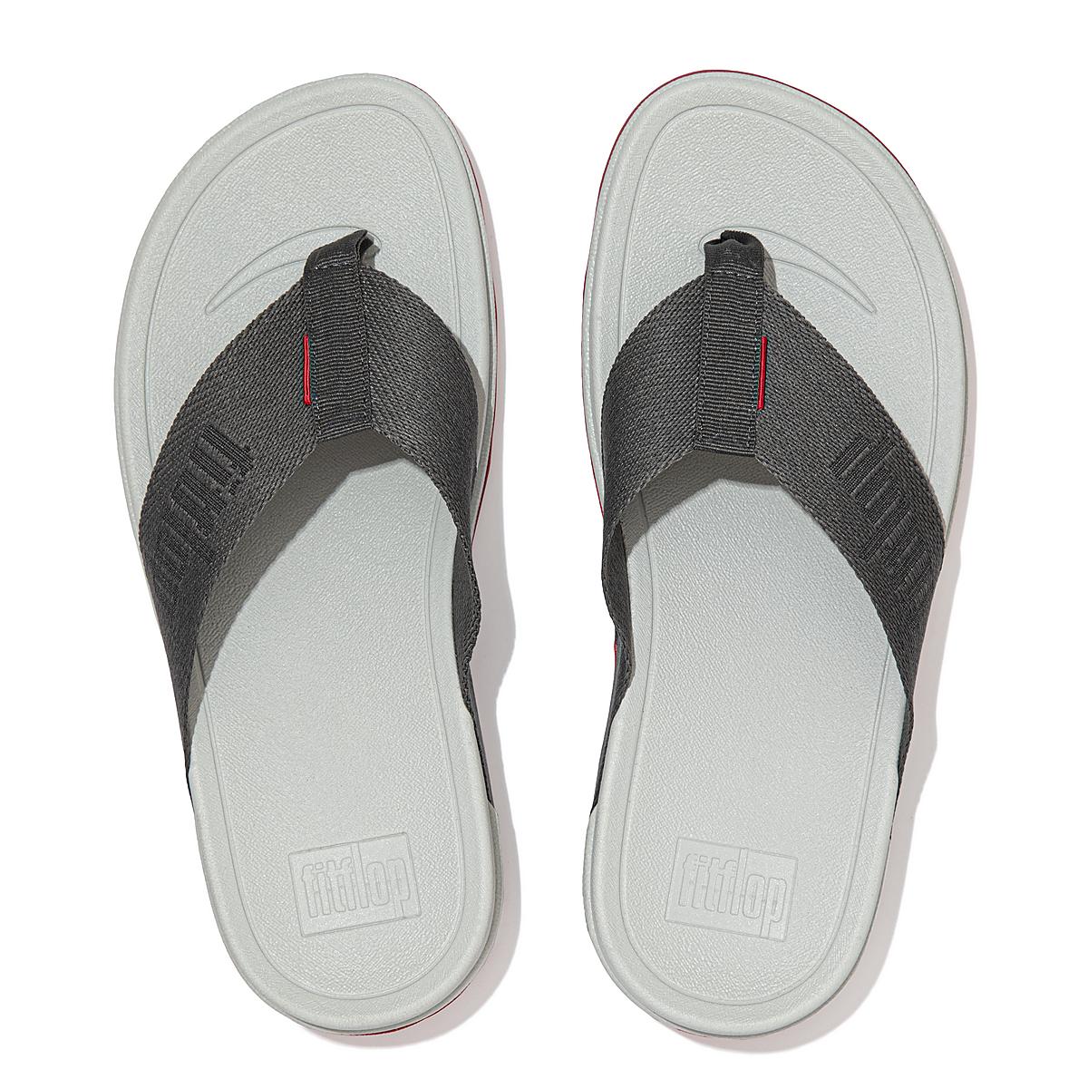 Fitflop SURFA Woven-Logo Toe-Post Sandalen Dames Grijs | TYO879523