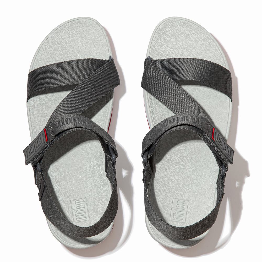 Fitflop SURFA Woven-Logo Z-Strap Sandalen Dames Grijs | YQN064923