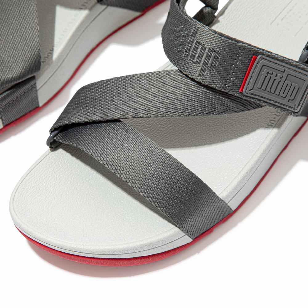 Fitflop SURFA Woven-Logo Z-Strap Sandalen Dames Grijs | YQN064923