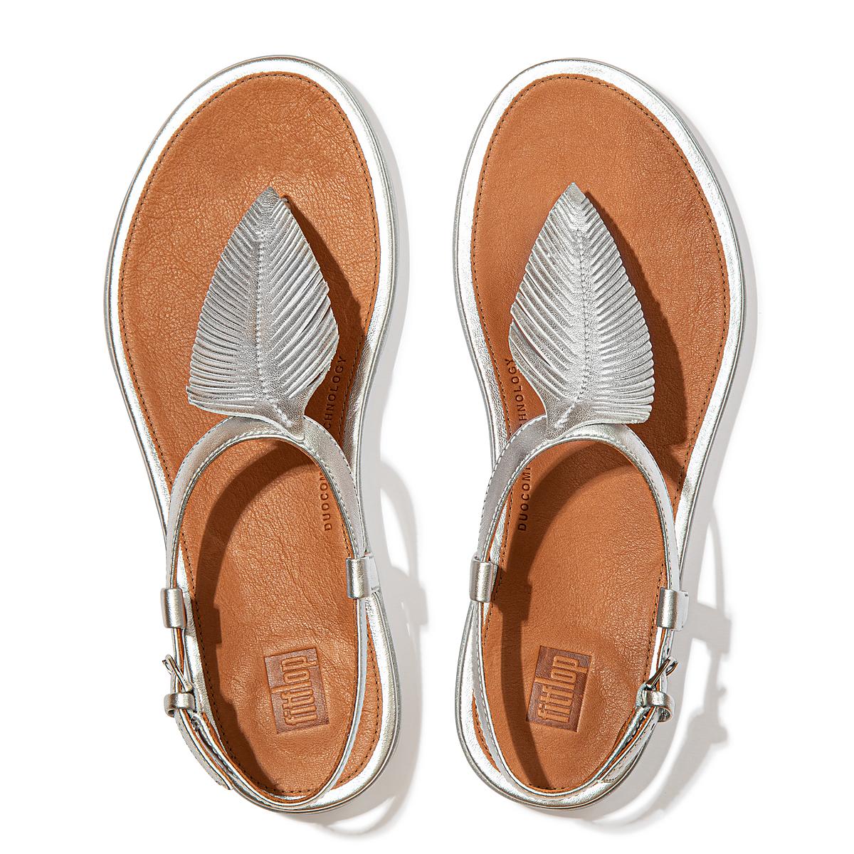 Fitflop TIA Feather Metallic Leather Back-Strap Sandalen Dames Zilver | IHA384725