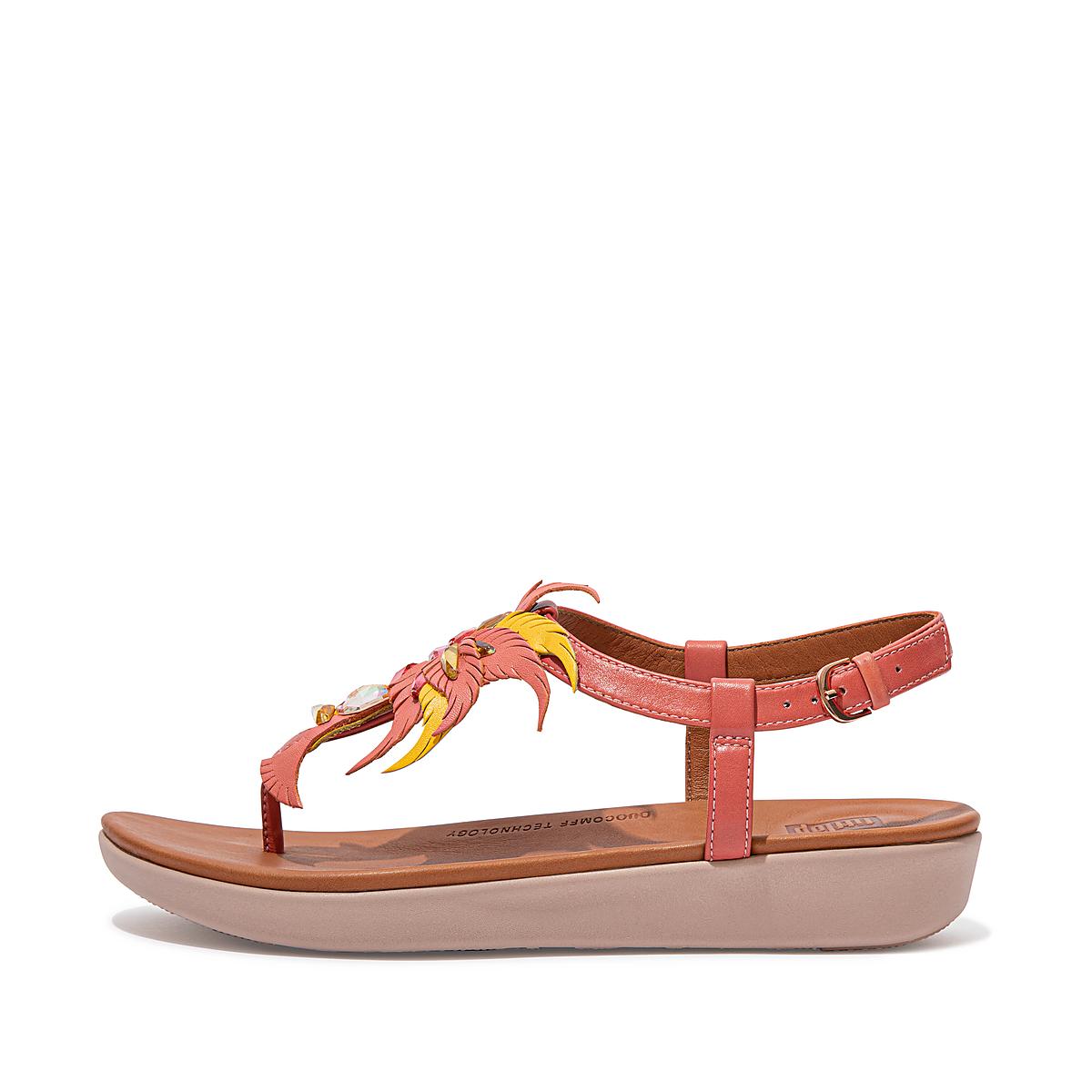 Fitflop TIA Jewel Feather Leather Back-Strap Sandalen Dames Roze | FZO602891