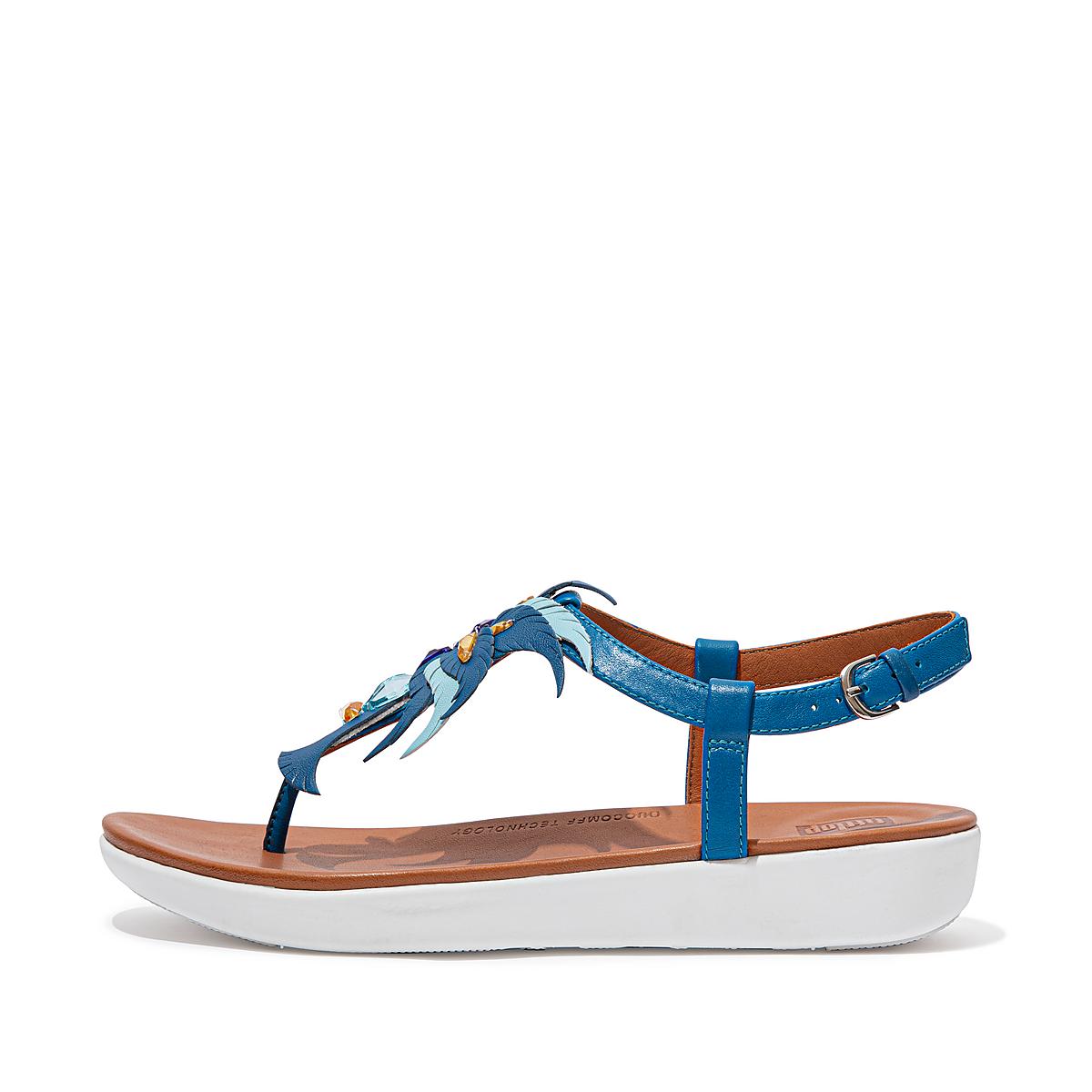 Fitflop TIA Jewel Feather Leather Back-Strap Sandalen Dames Blauw | VLB530628