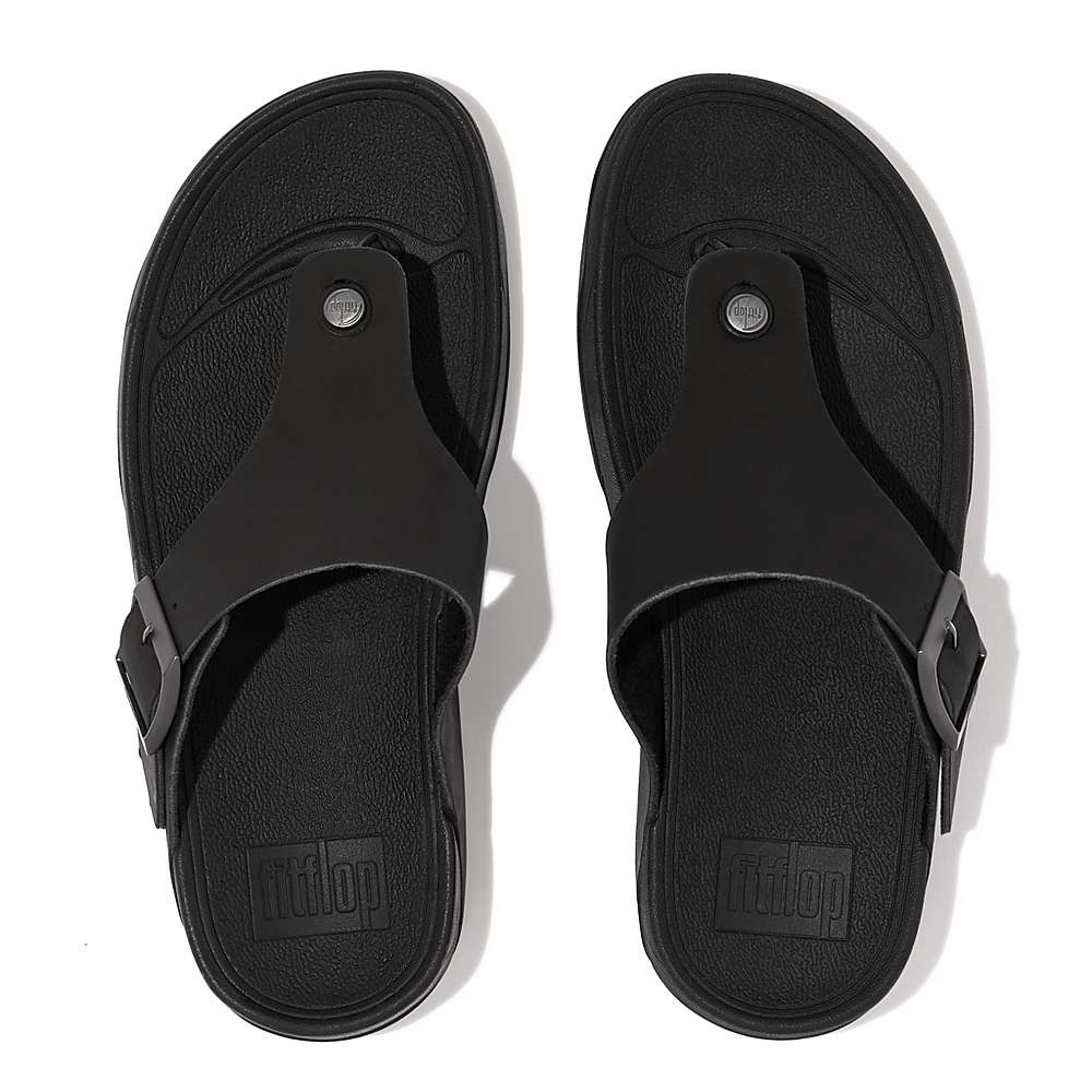 Fitflop TRAKK II Buckle Nubuck Toe-Posts Sandalen Heren Zwart | PND824390