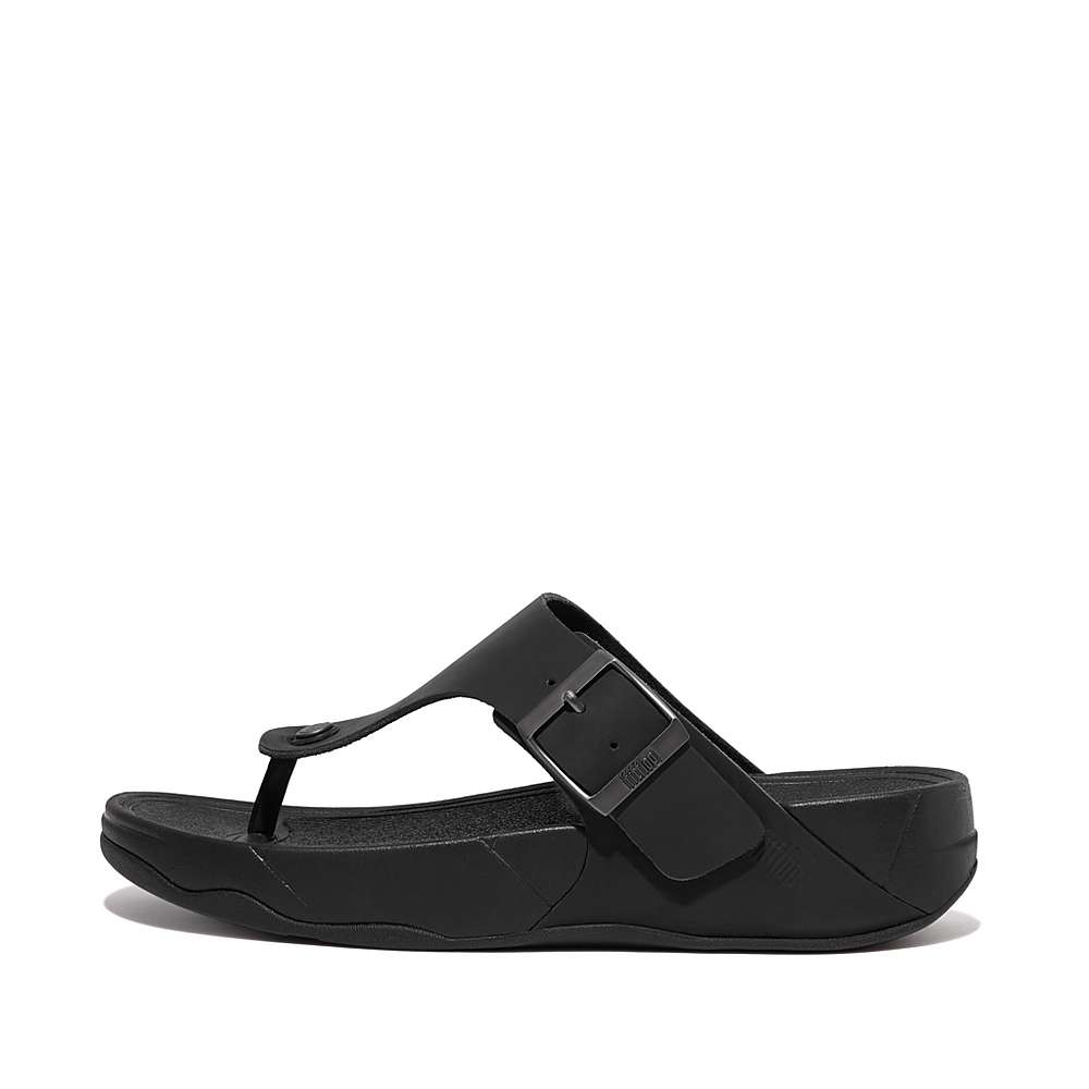 Fitflop TRAKK II Buckle Nubuck Toe-Posts Sandalen Heren Zwart | PND824390