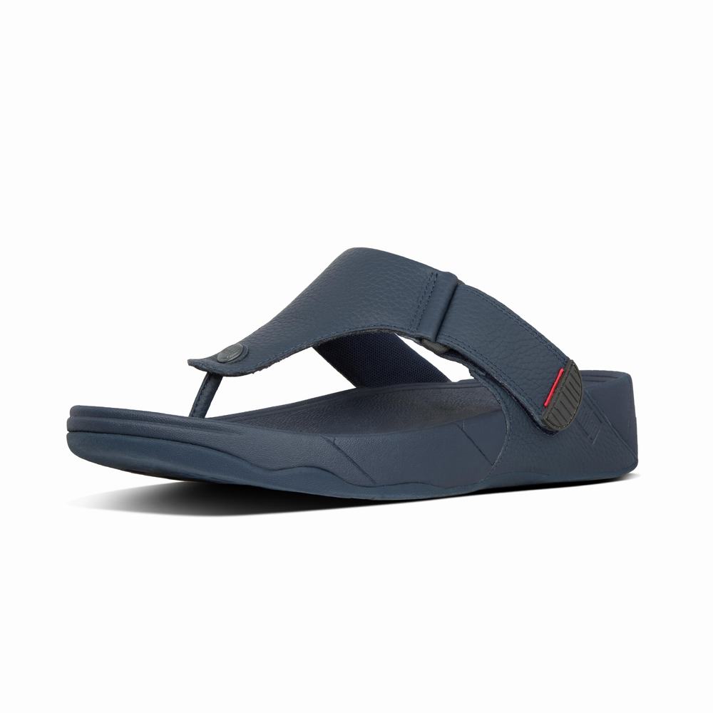 Fitflop TRAKK II Leather Toe-Post Sandalen Heren Donkerblauw | SWV769830