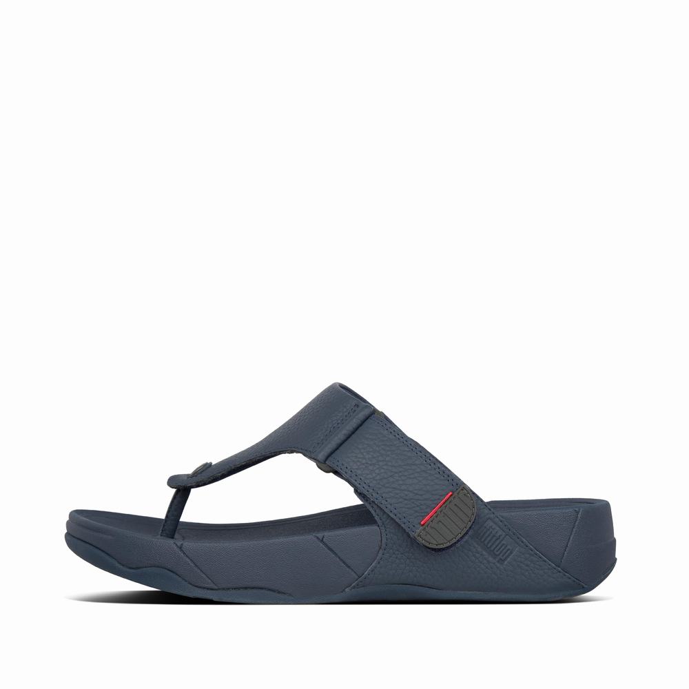 Fitflop TRAKK II Leather Toe-Post Sandalen Heren Donkerblauw | SWV769830