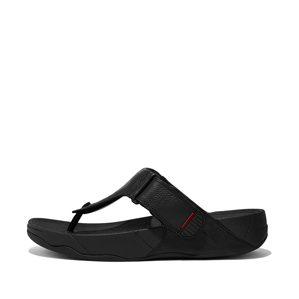 Fitflop TRAKK II Leather Toe-Post Sandalen Heren Zwart | YUJ395812