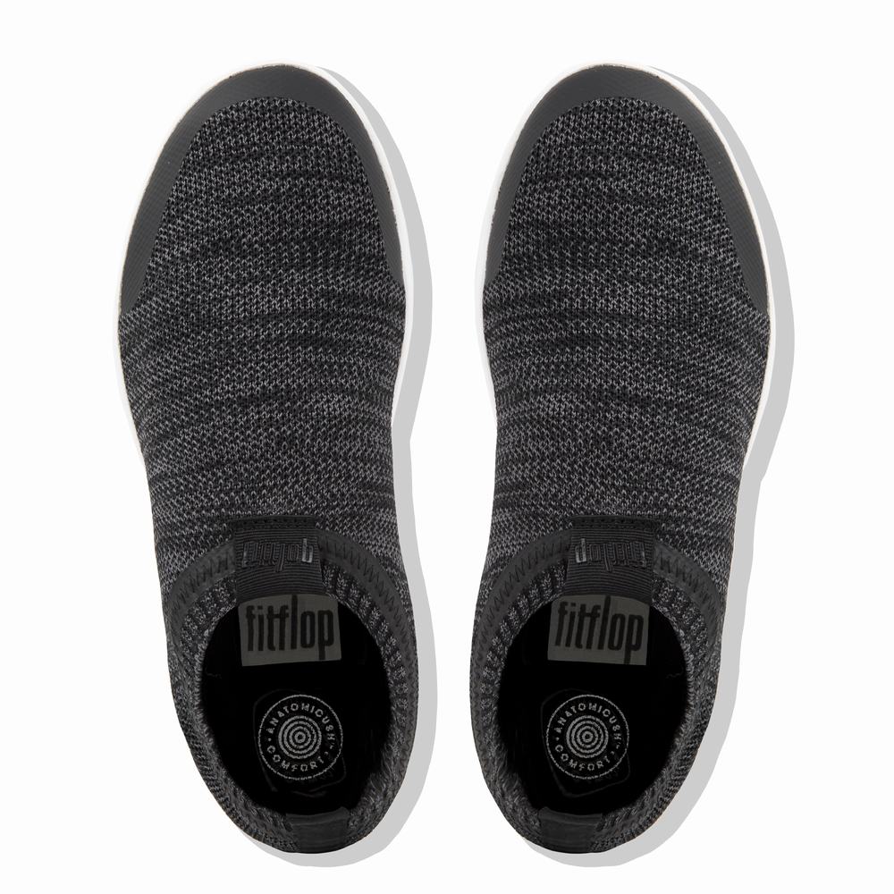 Fitflop UBERKNIT Slip-On Sneakers Dames Zwart Grijs | YQU236971