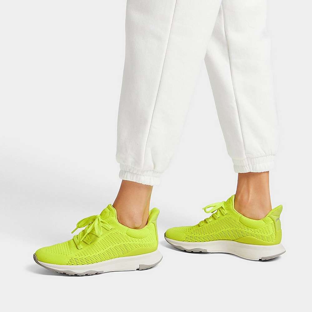 Fitflop VITAMIN FFX Neon Reflective Knit Sports Sneakers Dames Geel | NCE710654