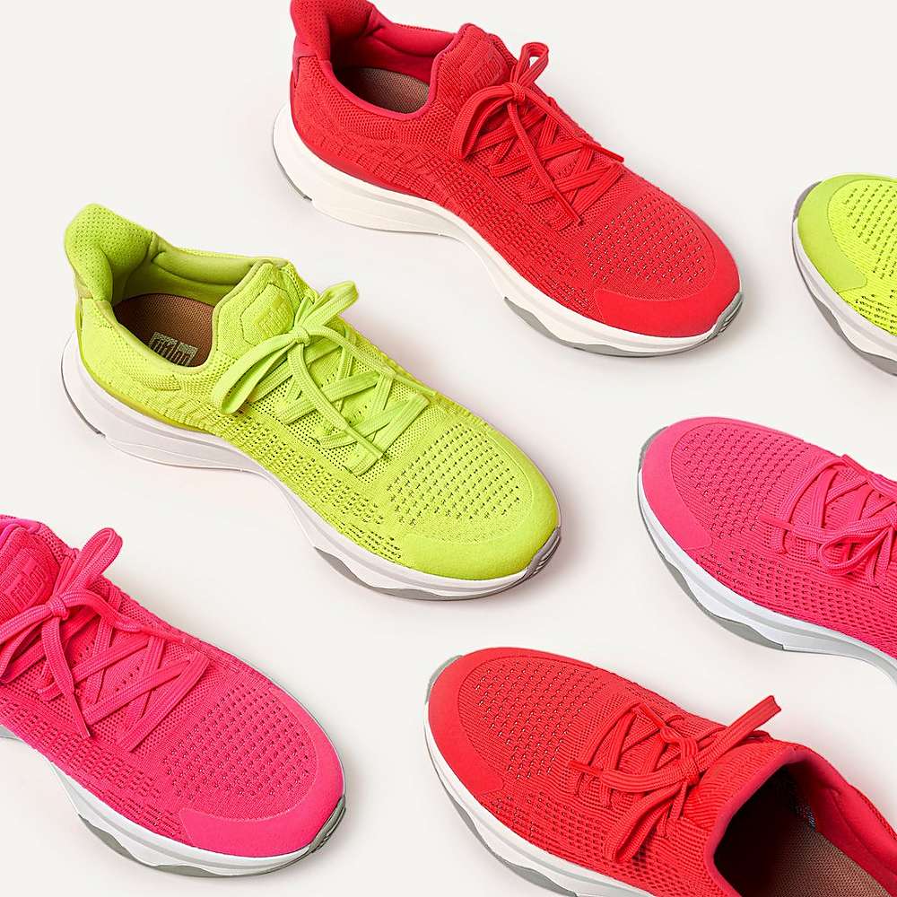 Fitflop VITAMIN FFX Neon Reflective Knit Sports Sneakers Dames Geel | NCE710654