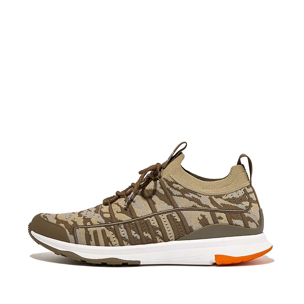 Fitflop VITAMIN FF E01 Camo Knit Sports Sneakers Heren Olijfgroen | CIY953180