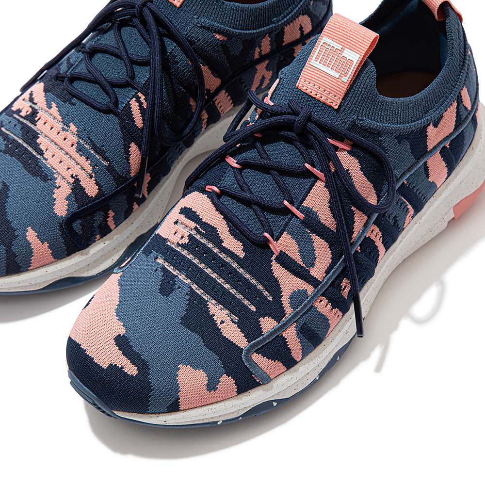 Fitflop VITAMIN FF E01 Camo Knit Sports Sneakers Dames Donkerblauw | ZGY731528