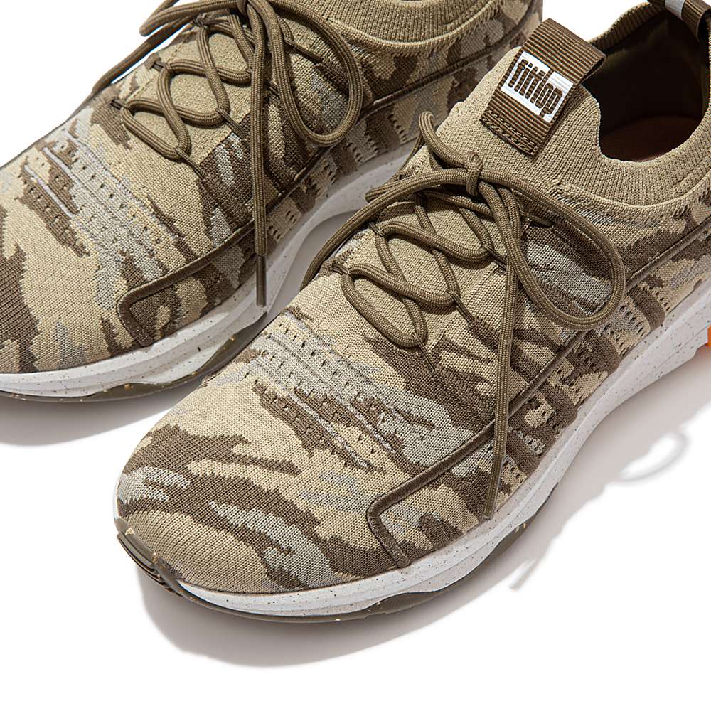 Fitflop VITAMIN FF E01 Camo Knit Sports Sneakers Dames Olijfgroen | ZRE683074