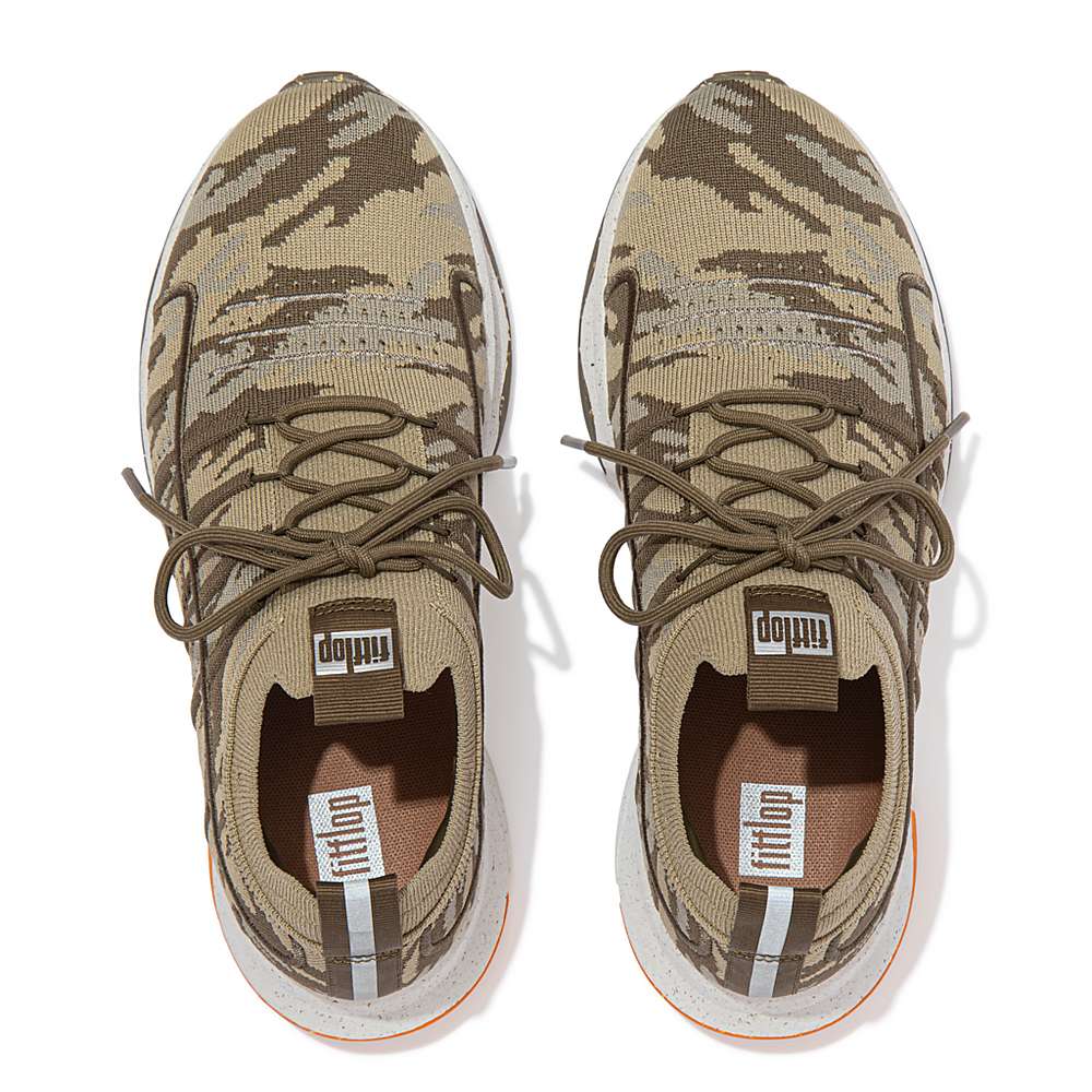 Fitflop VITAMIN FF E01 Camo Knit Sports Sneakers Dames Olijfgroen | ZRE683074