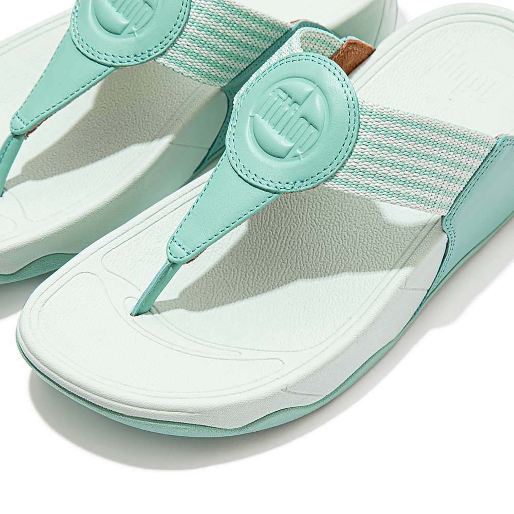 Fitflop WALKSTAR Finestripe Toe-Post Sandalen Dames Groen | EHK125438