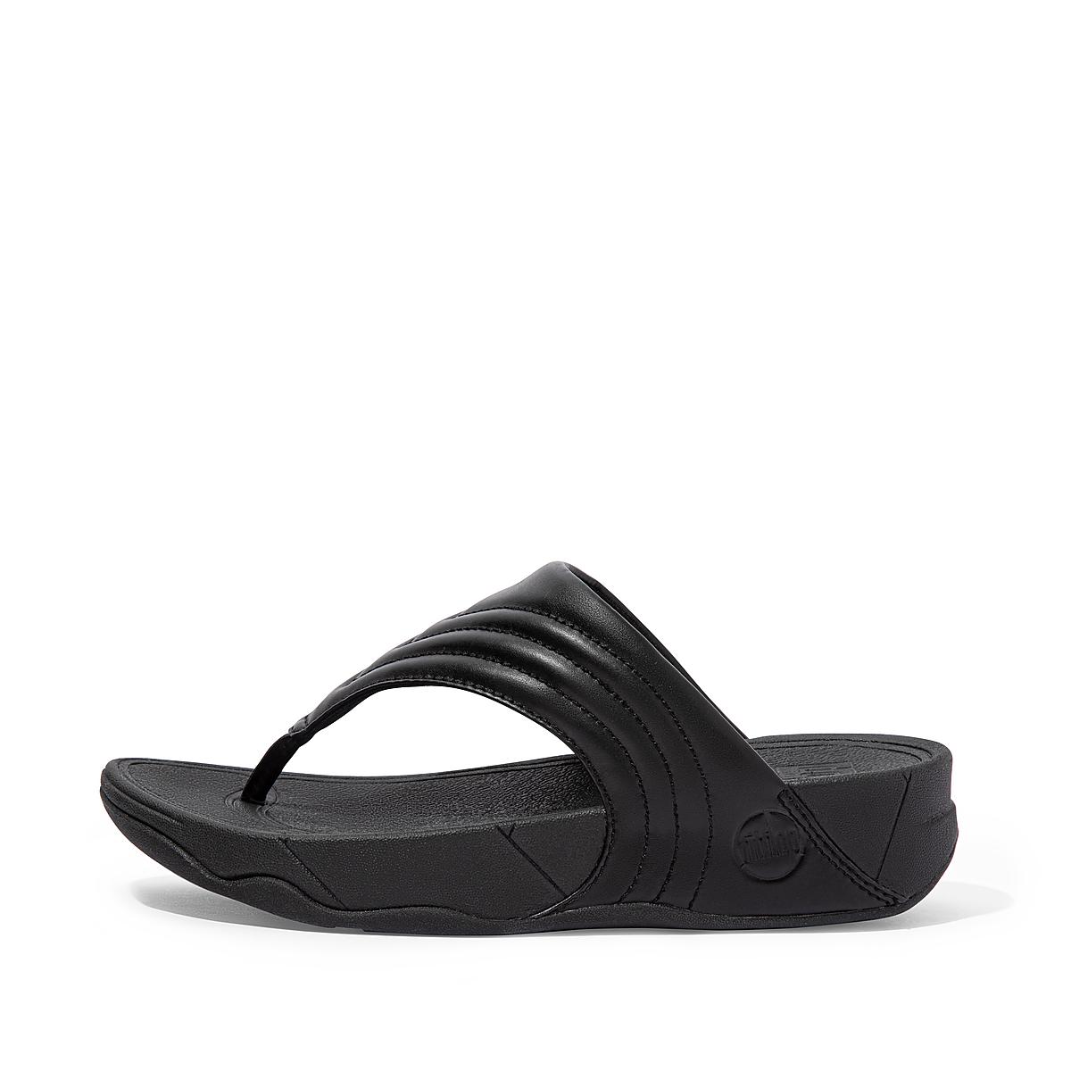 Fitflop WALKSTAR Leather Toe-Post Sandalen Dames Zwart | NEZ574289