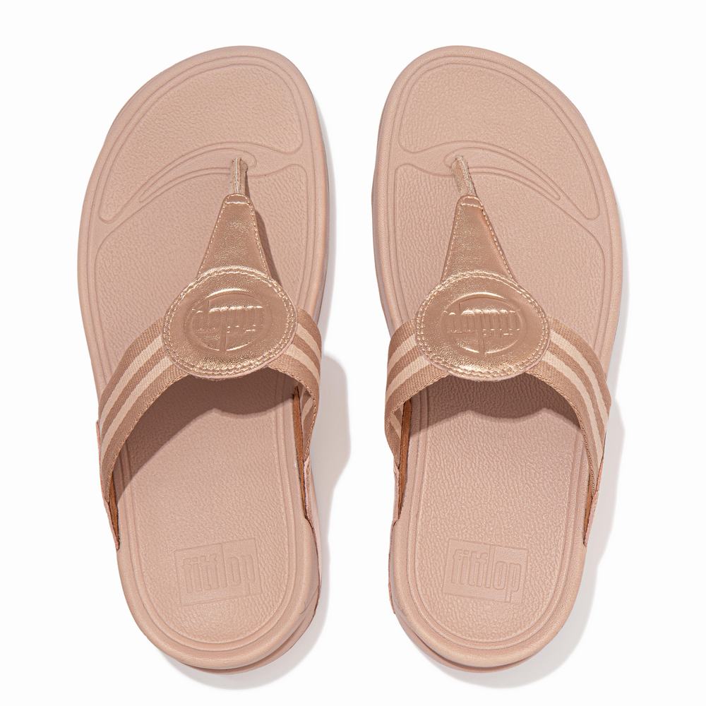 Fitflop WALKSTAR Webbing Toe-Post Sandalen Dames Roze Goud | BSJ349857