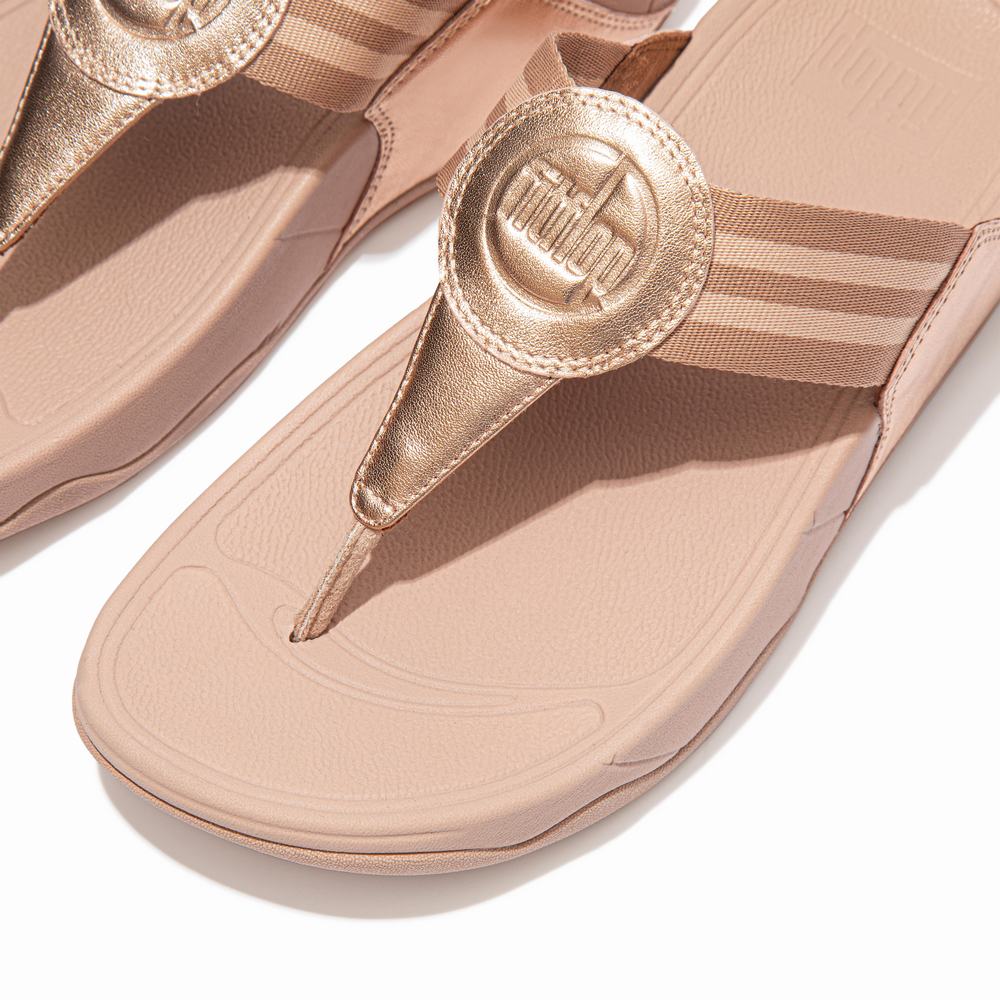 Fitflop WALKSTAR Webbing Toe-Post Sandalen Dames Roze Goud | BSJ349857