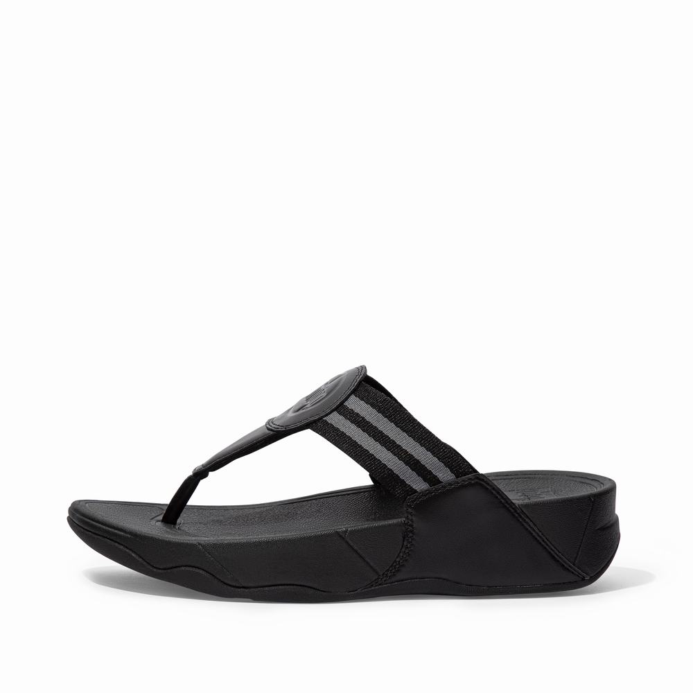 Fitflop WALKSTAR Webbing Toe-Post Sandalen Dames Zwart | TDL253718