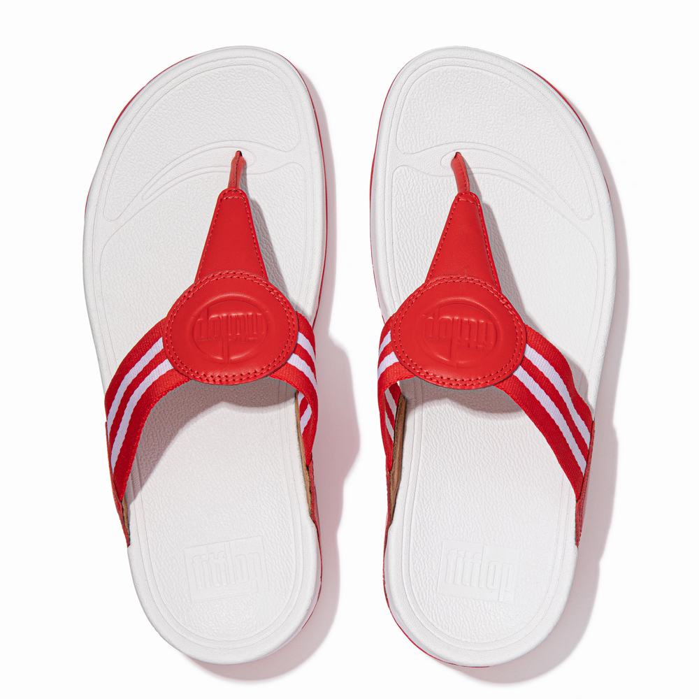 Fitflop WALKSTAR Webbing Toe-Post Sandalen Dames Rood | ZJH524670