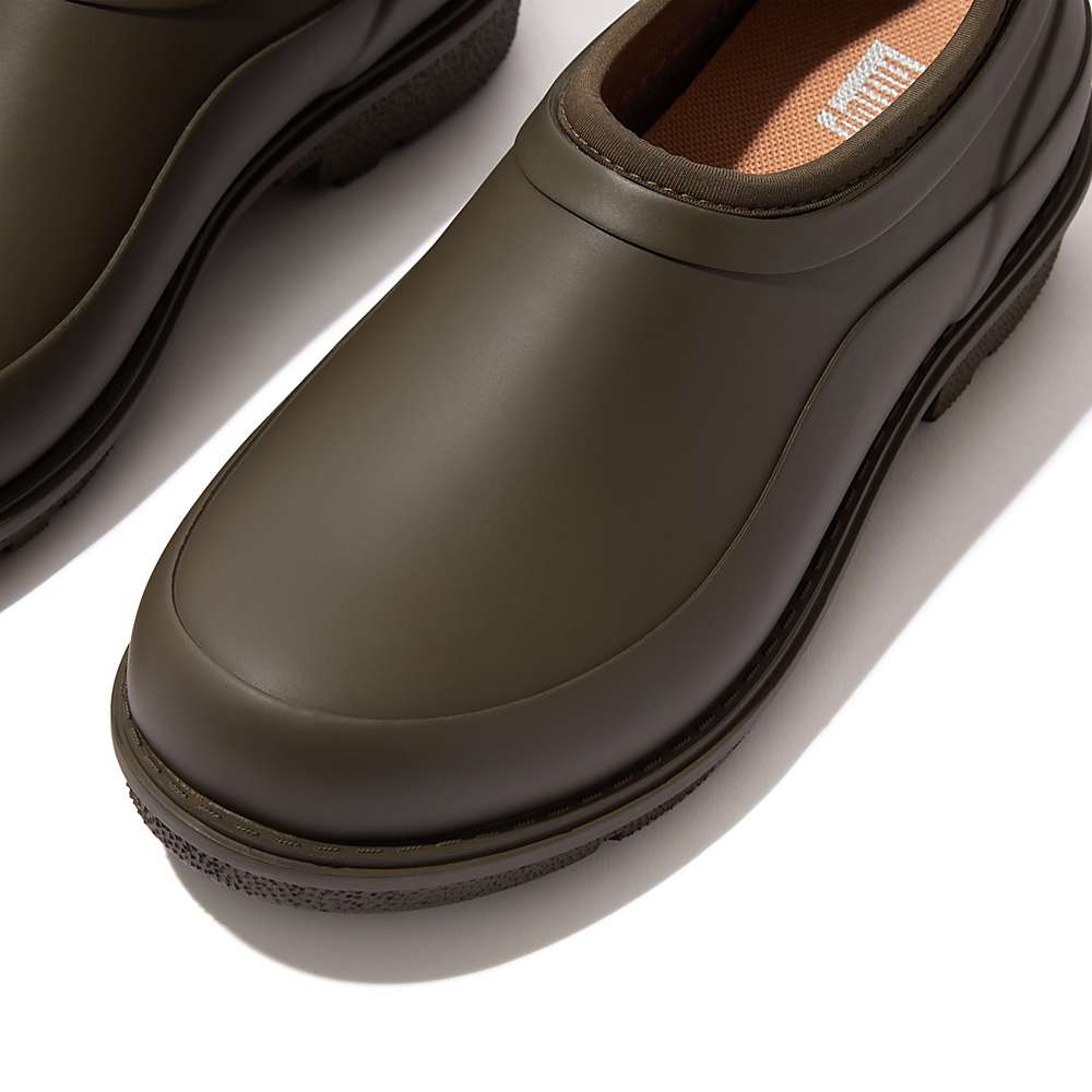 Fitflop WONDERCLOG Waterproof Rubber Klompen Dames Olijfgroen | AIM430275