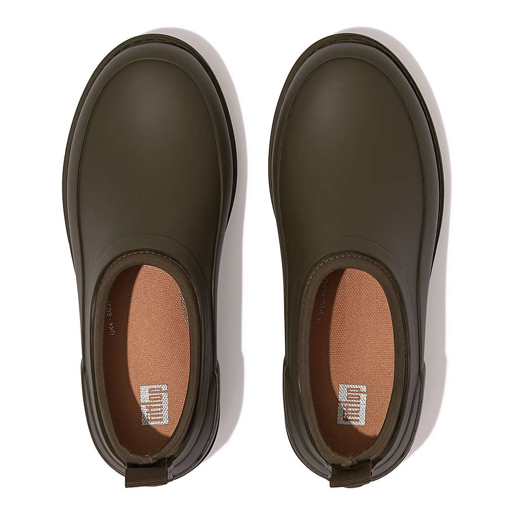 Fitflop WONDERCLOG Waterproof Rubber Klompen Dames Olijfgroen | AIM430275